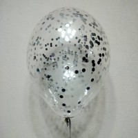 Воздушный шар с серебряным конфетти, кружки